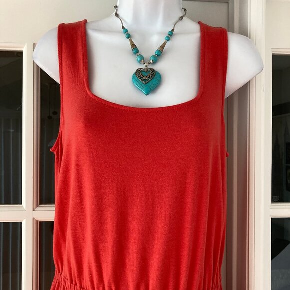 Talbot's Fit & Flare Coral Tiered Eyelet Ruffle Midi Dress Medium - Picture 8 of 13